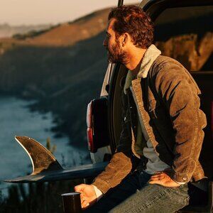 Outerknown Paz Corduroy Trucker Jacket Sherpa Lined Medium Mens Brown Bison